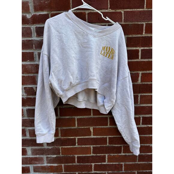 Aerie Offline “Maybe Later” Cropped Sweatshirt XL Beige - Picture 1 of 4
